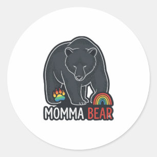 Mama-Bär-Regenbogen-Vintage-Stickerei-Shirt-Design Runder Aufkleber