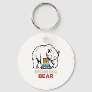 Mama-Bär-Regenbogen-Vintage-Stickerei-Shirt-Design Schlüsselanhänger