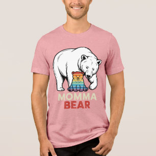 Mama-Bär-Regenbogen-Vintage-Stickerei-Shirt-Design Tri-Blend Shirt