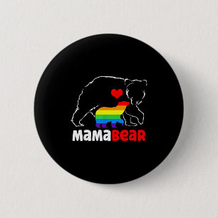 Mama Bär stolze Mutter Regenbogenflagge LGBT Stolz Button
