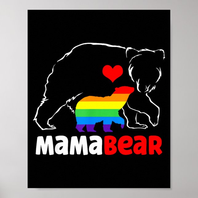 Mama Bär stolze Mutter Regenbogenflagge lgbt Stolz Poster (Vorne)