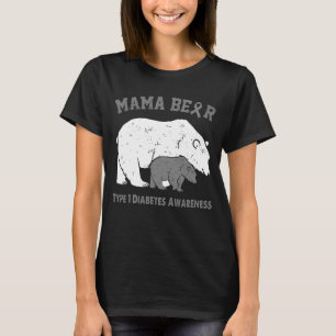 Mama Bär TYP-1-DIABETES-Bewusstsein T-Shirt