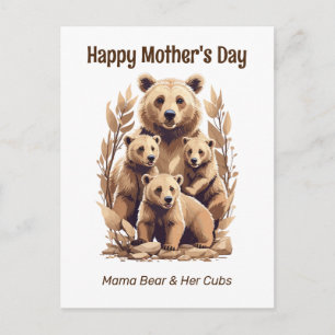 Mama Bär und ihre Jungen - Frohen Muttertag Postkarte