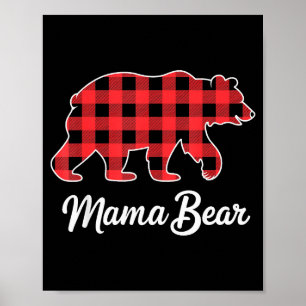 Mama Bär Weihnachten Rot Buffalo Kariert Familie Ü Poster