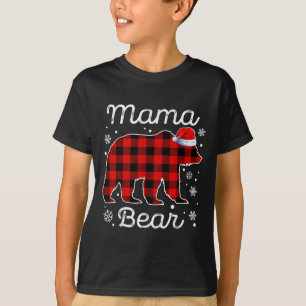Mama-Bär-Weihnachts-Pyjamas Rot Kariert Buffalo-Fa T-Shirt