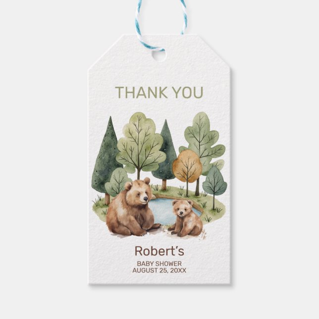 Mama Bären Abenteuer erwartet die Baby Dusche Einl Geschenkanhänger (Vorderseite)