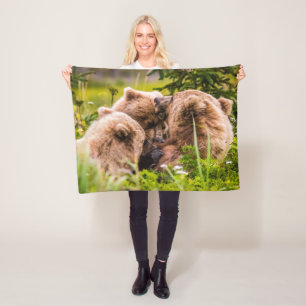 Mama Bären pflegen ihre zwei Jungen, Lake Clark Na Fleecedecke