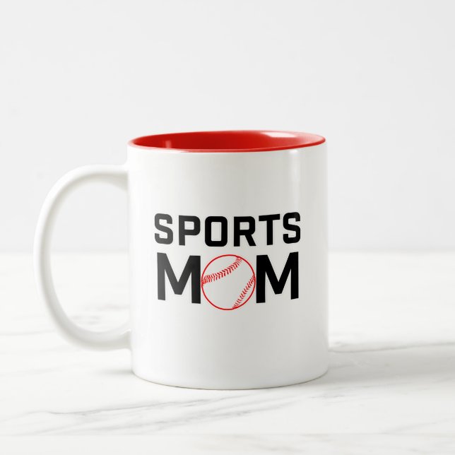 Mama Baseball Design Zweifarbige Tasse (Links)