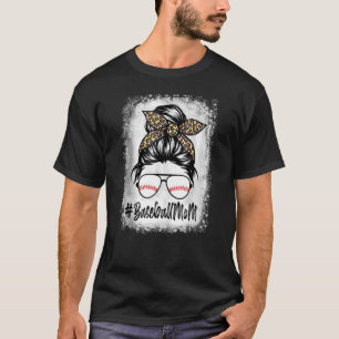 Mama Baseball Leben mit Leopard und Messing T-Shirt