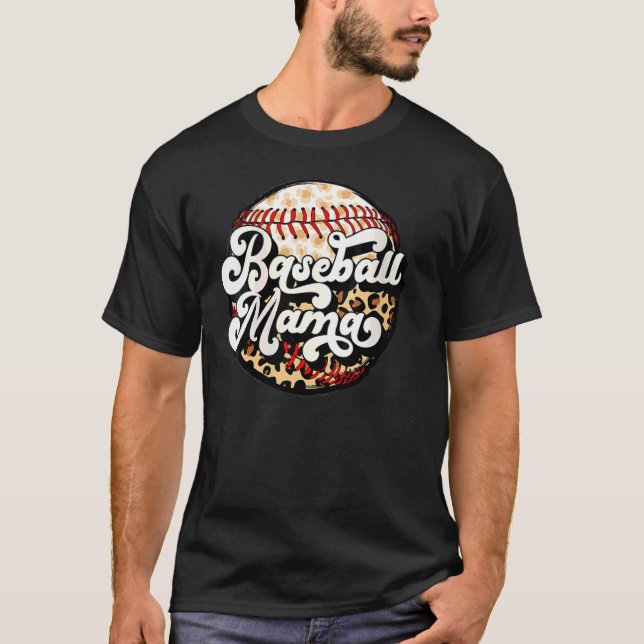 Mama Baseball Mama Leopard Baseball T-Shirt (Vorderseite)