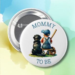 Mama   Baseball- und Dog-Baby-Dusche Button
