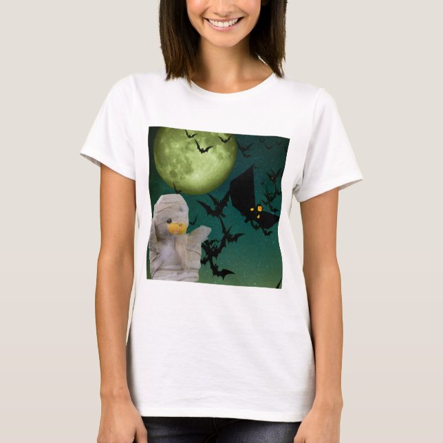 Mama, Bat & Moon Halloween T-Shirt (Vorderseite)