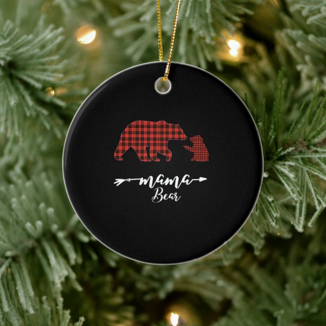 Mama Bear 1 Cube kariert Mama Weihnachten Pyjama Keramik Ornament (Baum)