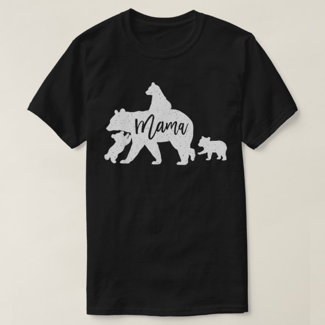 Mama Bear 3 Baby Bear Cubs nach dem Reiten auf Bac T-Shirt (Design vorne)