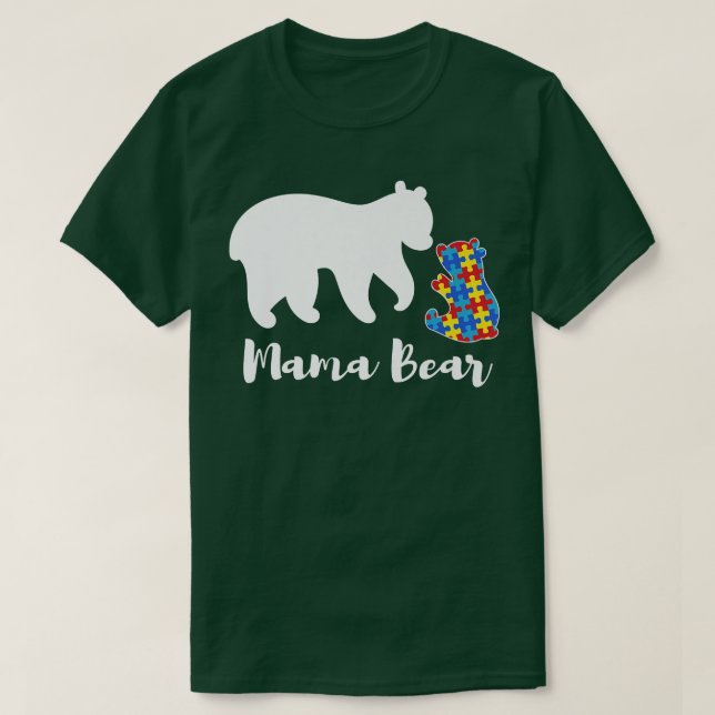 Mama Bear Autism Awareness Puzzle T-Shirt (Design vorne)