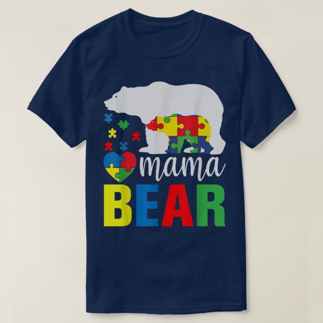 Mama Bear Autismus Bewusstsein T-Shirt (Design vorne)