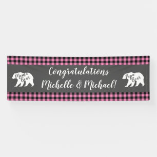Mama Bear Baby Dusche Woodland Lodge Girl Pink Banner
