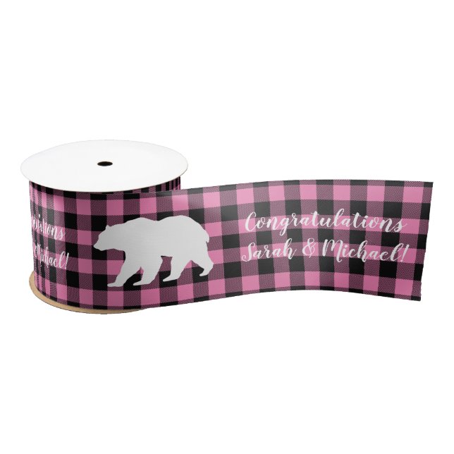 Mama Bear Baby Dusche Woodland Lodge Girl Pink Satinband (Spule)