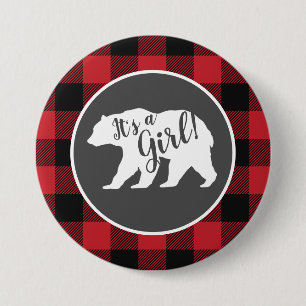 Mama Bear Baby Shower Woodland Lodge Button
