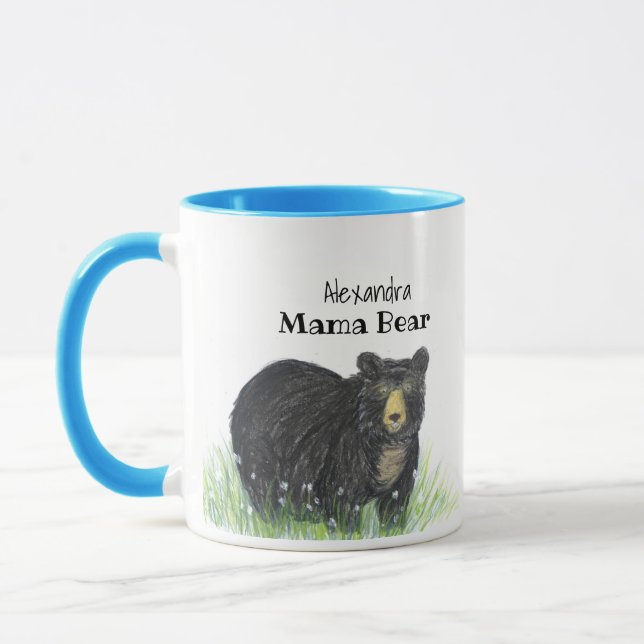 ~ Mama Bear ~ Black Bar Blue Trial Tasse (Links)