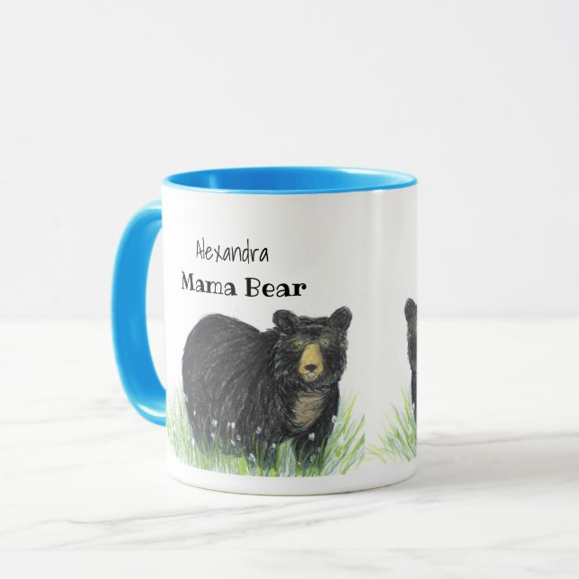 ~ Mama Bear ~ Black Bar Blue Trial Tasse (Vorderseite Links)