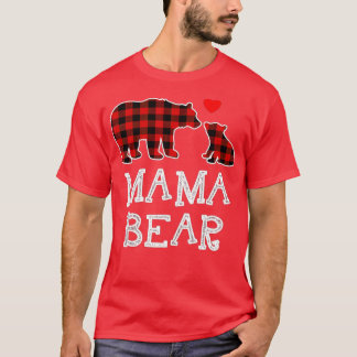 Mama Bear Buffalo Kariert Weihnachtsfamilie Pajama T-Shirt