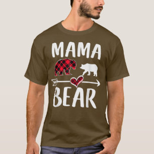 Mama Bear Buffalo Karierte Weihnachtsbaumfamilie T-Shirt