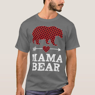 Mama Bear Christmas Pajama Red Buffalo Kariert Fam T-Shirt