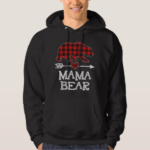 Mama Bear Christmas Pajama Red Kariert Buffalo Fam Hoodie