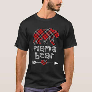 Mama Bear Christmas Pajama Red Kariert Buffalo Fam T-Shirt