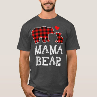 Mama Bear Christmas Pajama Red Kariert Buffalo Fam T-Shirt