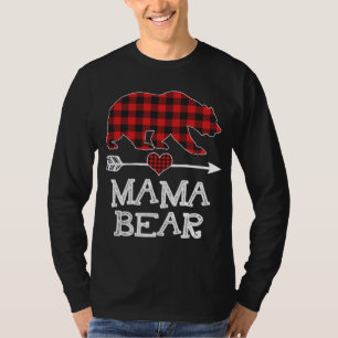 Mama Bear Christmas Pajama Red Kariert Buffalo Fam T-Shirt