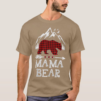 Mama Bear Christmas Pajama Red Kariert Buffalo Fam T-Shirt