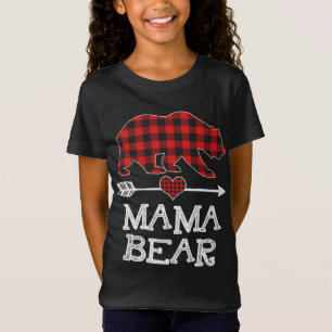 Mama Bear Christmas Pajama Red Kariert Buffalo Fam T-Shirt