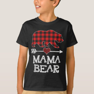 Mama Bear Christmas Pajama Red Kariert Buffalo Fam T-Shirt