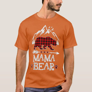 Mama Bear Christmas Pajama Red Kariert Buffalo Fam T-Shirt