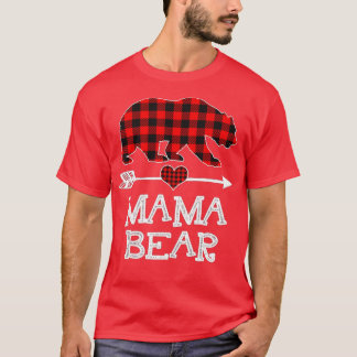 Mama Bear Christmas Pajama Red Kariert Buffalo Fam T-Shirt