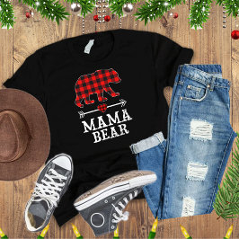 Mama Bear Christmas Pajama Red Kariert Buffalo T-Shirt