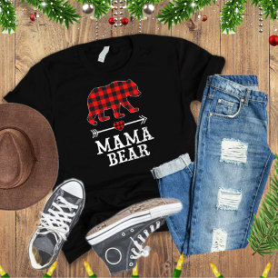 Mama Bear Christmas Pajama Red Kariert Buffalo T-Shirt