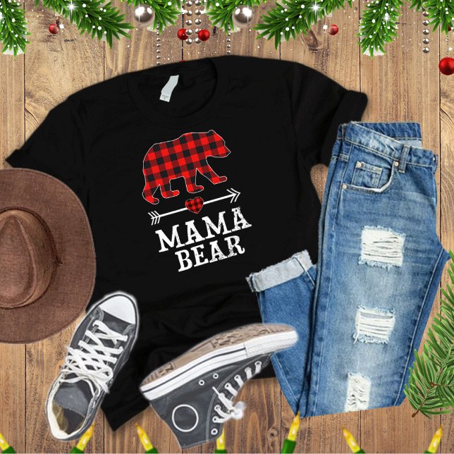 Mama Bear Christmas Pajama Red Kariert Buffalo T-Shirt (Von Creator hochgeladen)