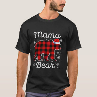 Mama Bear Christmas Pajamas Red Kariert Buffalo Fa T-Shirt