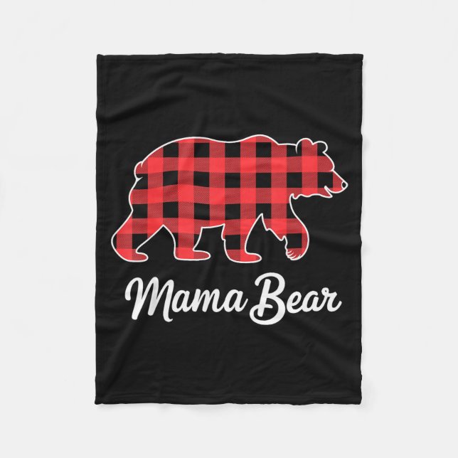 Mama Bear Christmas Red Buffalo Plaid Family Match Fleecedecke (Vorderseite)