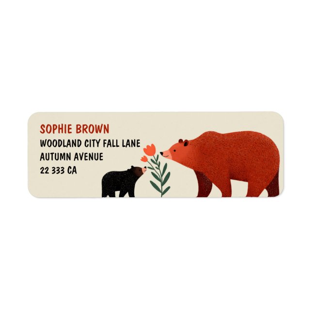 Mama Bear& Cub Woodland Animals Return Address  (Vorne)