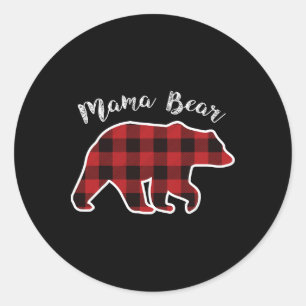 Mama Bear Damen Rot Kariert Weihnachten Pyjama Fam Runder Aufkleber