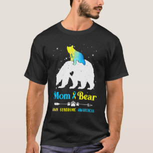 Mama Bear Down Syndrome Awareness Blue Yellow Ribb T-Shirt