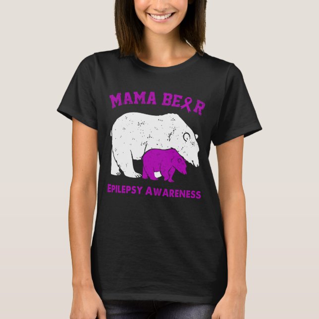 Mama Bear EPILEPSY Bewusstsein T-Shirt (Vorderseite)