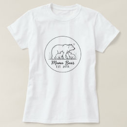Mama Bear EST 2025 Circle Logo Line Art T-Shirt