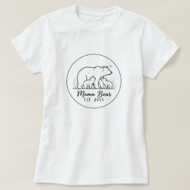 Mama Bear EST 2025 Circle Logo Line Art T-Shirt