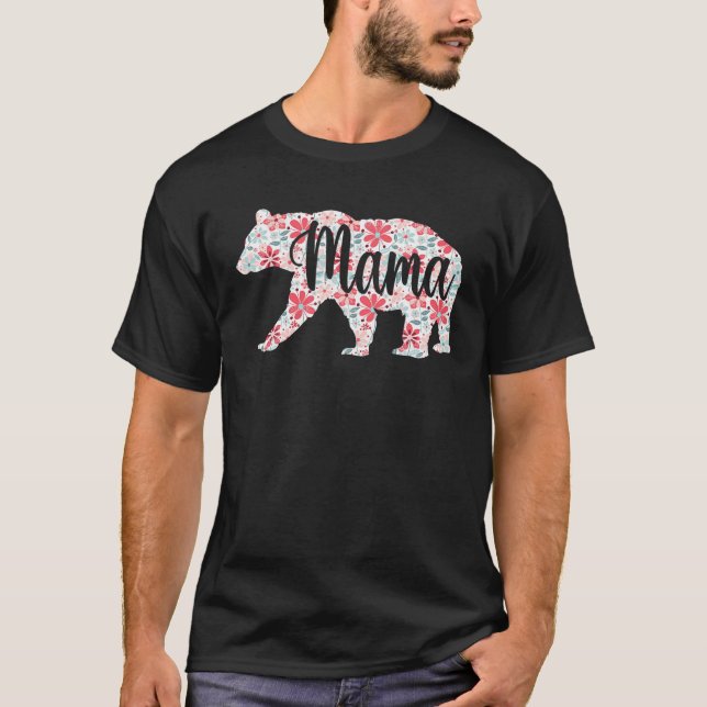 Mama Bear Floral Blume Family Niedlich Mother T-Shirt (Vorderseite)