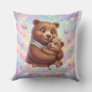 Mama Bear Forever Cute Cub Hug Pastel Rainbow Thro Kissen